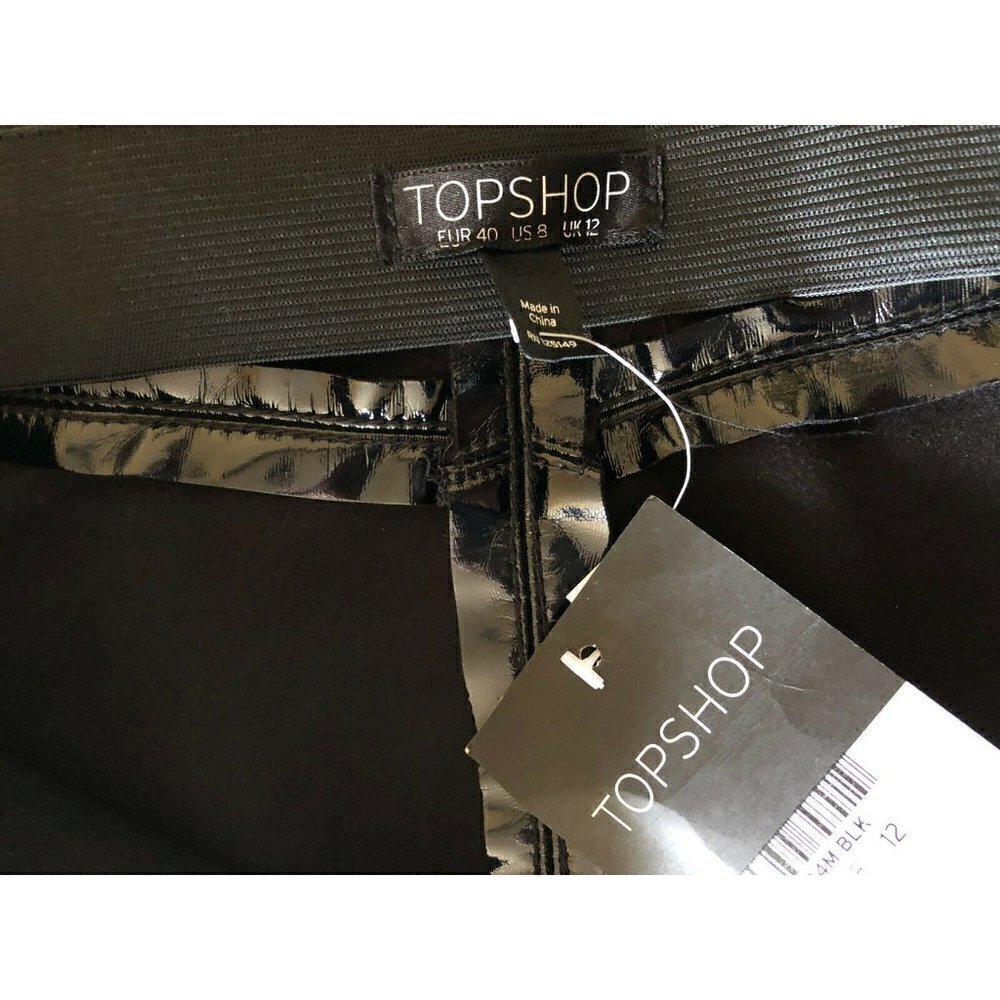 TOPSHOP Women's Black High Waist Percy Vinyl Leggings - Picture 9 of 12